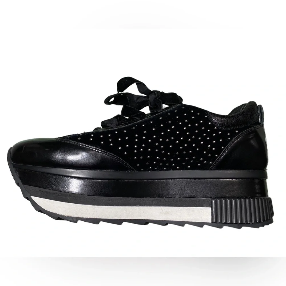 Roberto Durville Paris Chunky Platform Silver Studded Sneakers Sz‎ 42